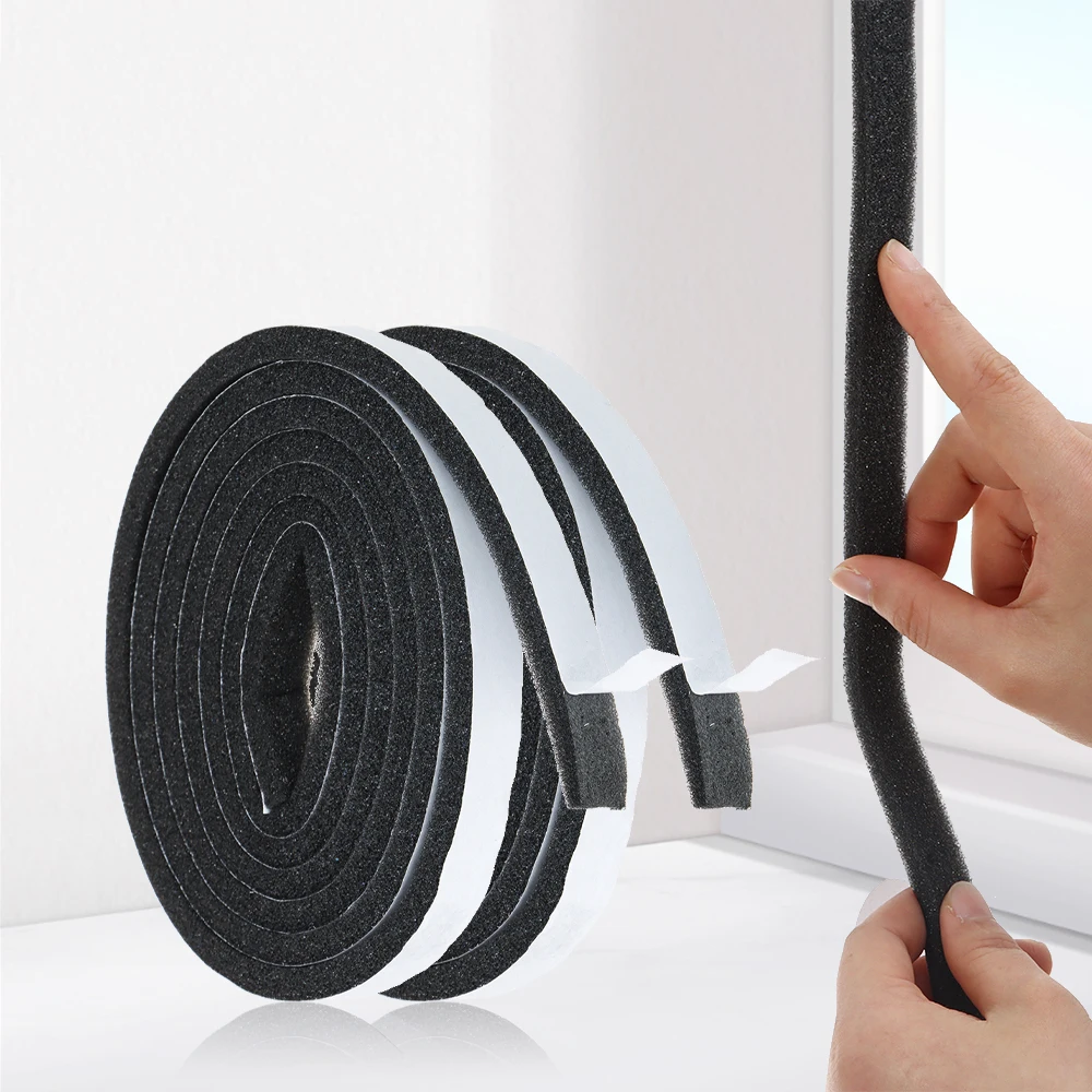 

2M/Roll Self-Adhesive Foam Door Window Sealing Strip Soundproof Windproof Dustproof Foam Insulation Tape Practical Home Hardware