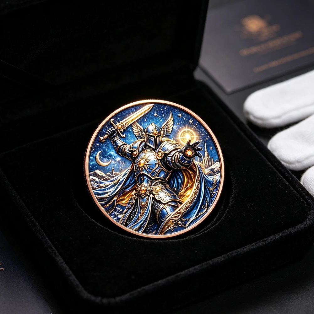 1pc Medieval Fantasy Star Knight Copper Commemorative Coin Celestial Paladin 1oz 999 Fine Copper Challenge Coin Collectible Gift view 4