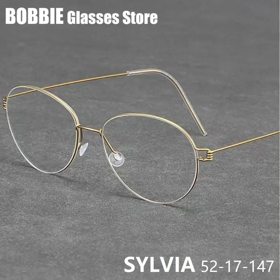 Denmark Brand Design Eyewear Screwless Ultralight Air Titanium Retro Oval Glasses Frame Vintage Eyeglasses Thin Rim Wholesale
