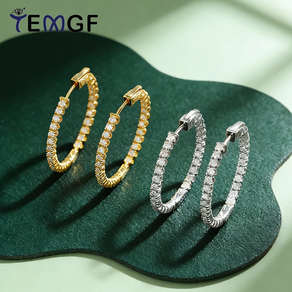 

TEMGF Full Moissanite Studs Earrings With GRA S925 Sterling Silver 18K Plated for Women Party Fashion Sparkling Fine Jewelry