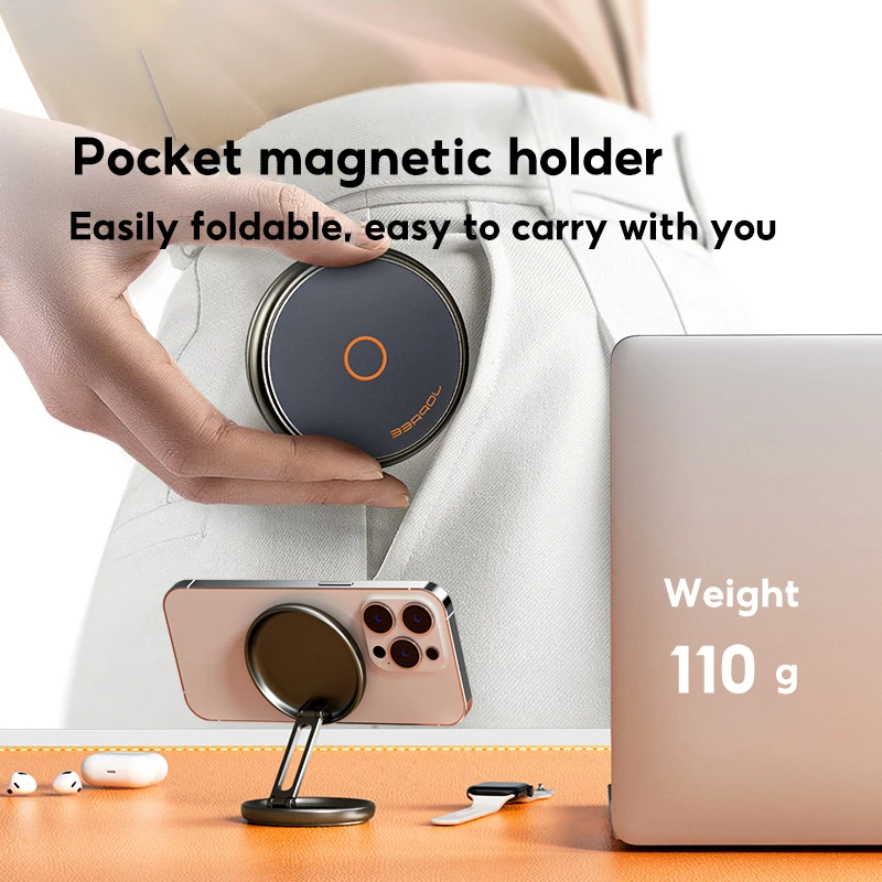 

Magnetic Phone Stand for Desk/Car/Travel Free Holder Compatible for Apple Android mini compact foldable portablfor Video Calls