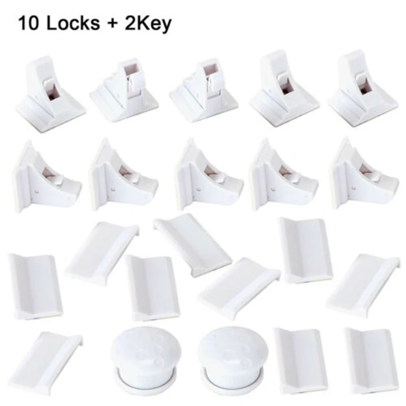 10+2 Magnetic Cabinet Locks Child Proof Cupboards Drawer Invisible Kids Baby Safe Lock Catch