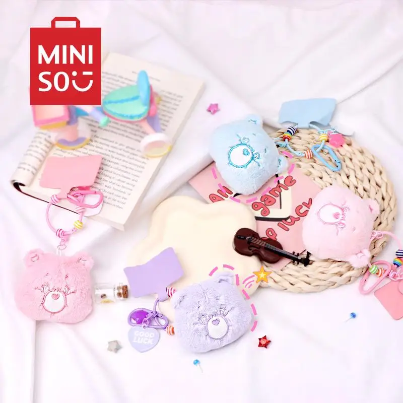 

Miniso Kawaii Anime New Cute Rainbow Teddy Bear Plush Doll Phone Pendant Cartoon Mini Doll Keychain Bag Pendant Toys for Kids