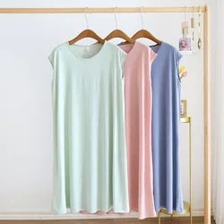 Summer 2024 New Women's Nightwear Thin Viscous Home Furnishing Women's Sleeveless Large Loose Long Dress Home Furnishing Dress