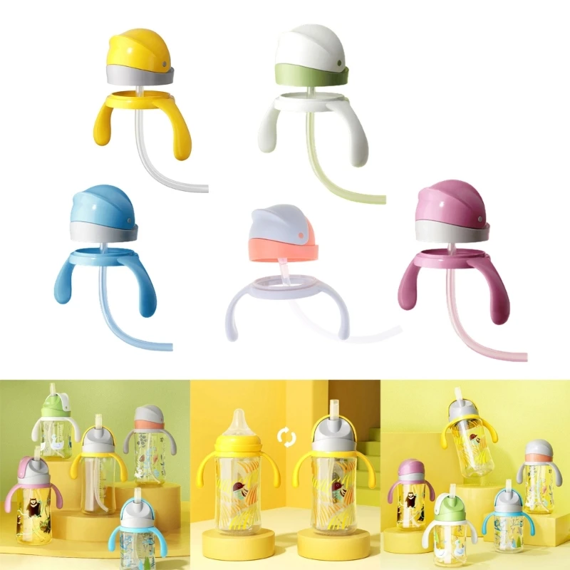 

E7CE Infant Feeding Bottle Travel Straw Lid Bottle Convert Water Cup Lid Leakproof Bottle Sippy Lid & Handle for Pigeon III
