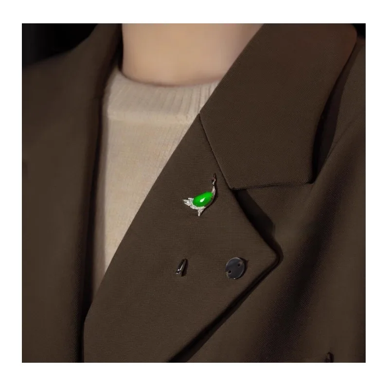 

"Crane Breeze" Crane Brooch Exquisite High-end Imitation Jade Hetian Yuxiangrui Crane Pin Gift