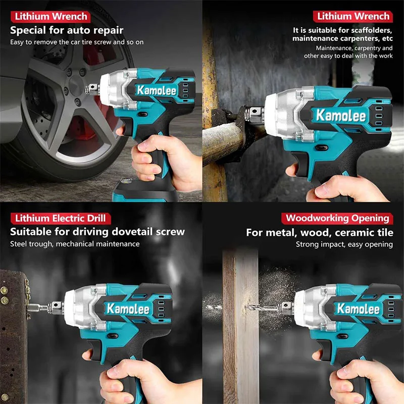 Imagem -05 - Kamolee-chave de Impacto Elétrica Brushless de Alto Torque Ferramentas Elétricas Compatível com a Bateria Makita 18v 520n.m e 4