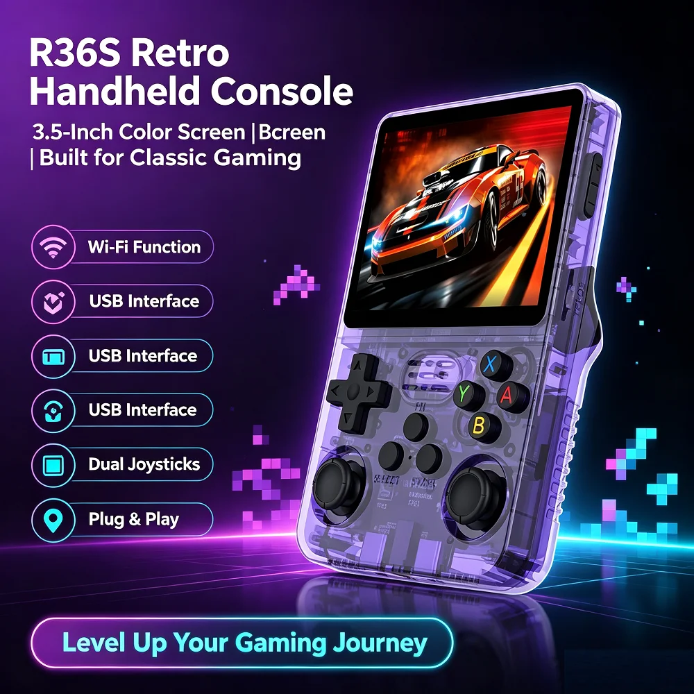 R36S Retro Handheld Video Game 3.5-inch IPS Screen 15000 Games Console Linux System Portable Handheld Video Player 64GB view 6