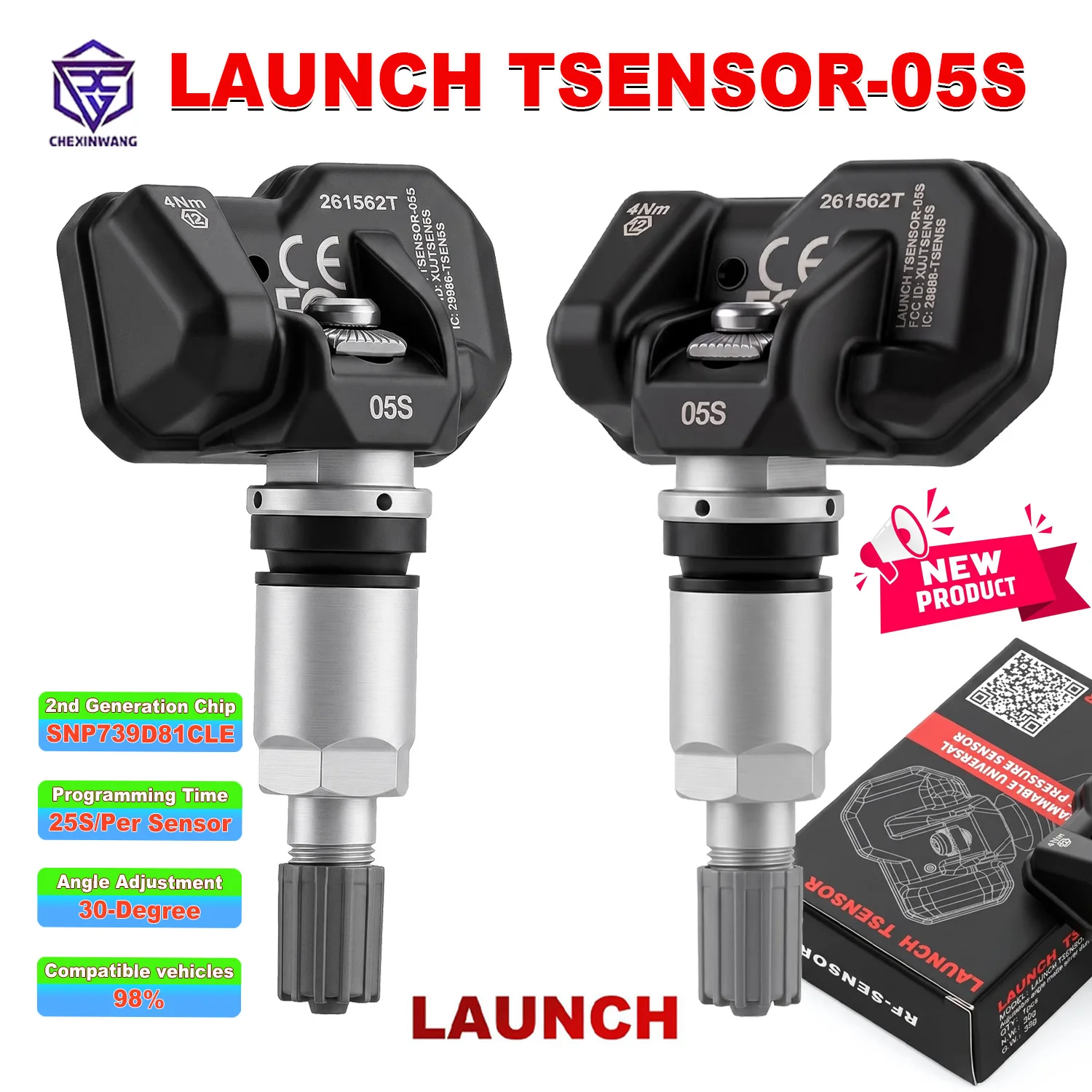 

New LAUNCH TPMS Sensor TSENSOR-05S RF-SENSOR 315MHz/433MHz RF Tire Pressure Sensor 2nd SNP739D81CLE Chip For TPMS 5011 CRT5011E