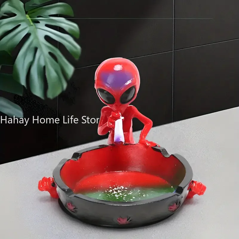 ALIEN Decoration tabletop ashtray resin hiphop Container Retro Vintage Home Office Bar Ornament Crafts Man smoking accessories