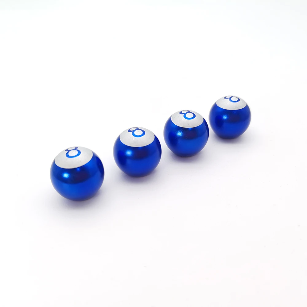 4pcs Universal Tire Valve Stem Caps Billiards Pool 8 Ball Shape Auto Car Truck Mountain Bike Wheel Air Valve Stem Caps