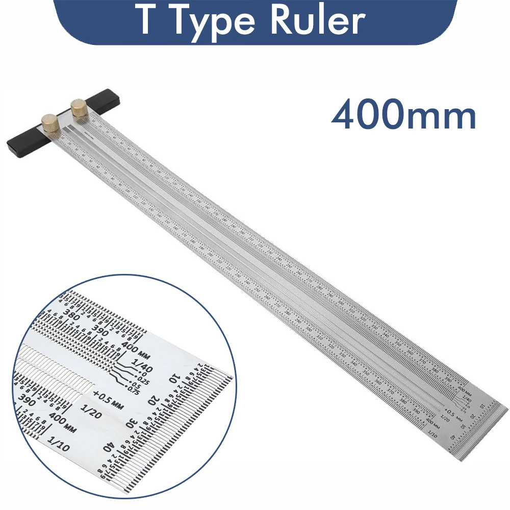 400 Mm Woodworking Scale Stainless Steel T-shaped Hole Marking Scale Mark Line Gauge Scribing Ruler Woodworking Measuring Tool