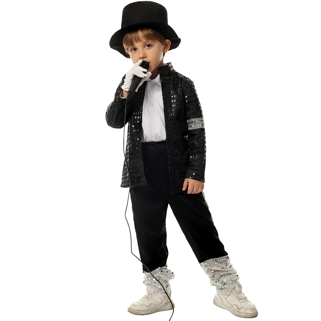 

Children's Halloween Jacko Cos Play Costume Michael Jackson Impersonation Costume Tap Dance MJ Performance Costume
