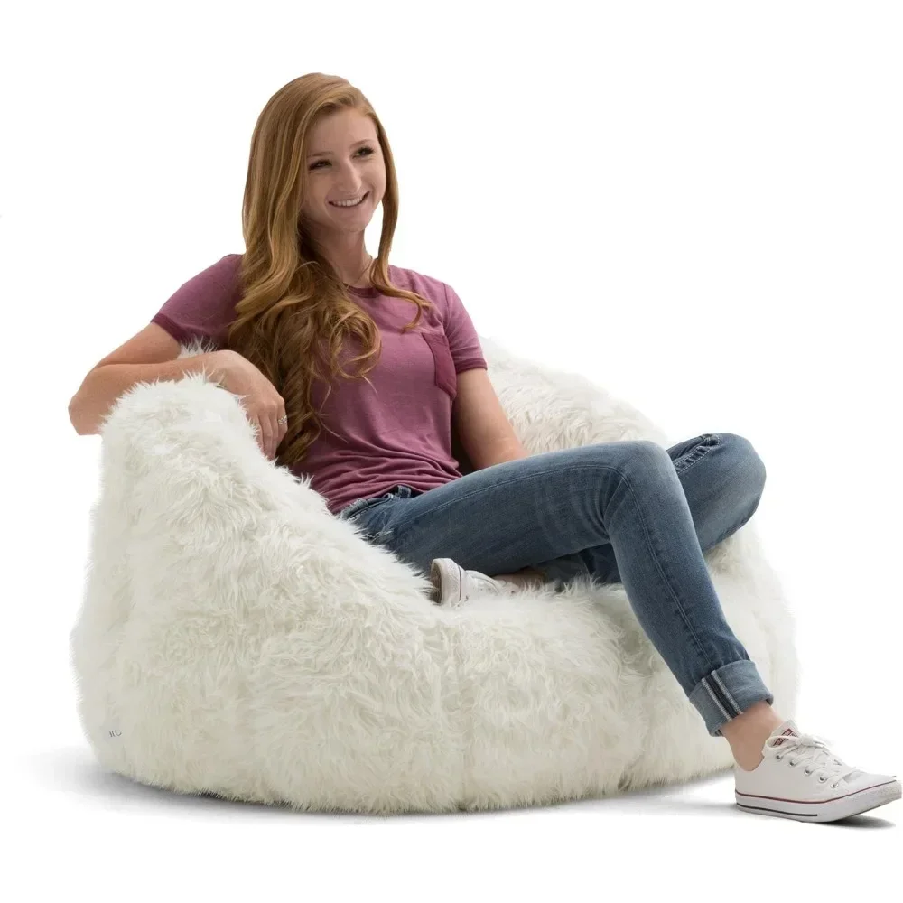 

Кресло-мешок Milano, диван-мешок Milano Super Soft Leopard Beanbag Chair, мех цвета слоновой кости, мягкий искусственный мех, 2,5 фута