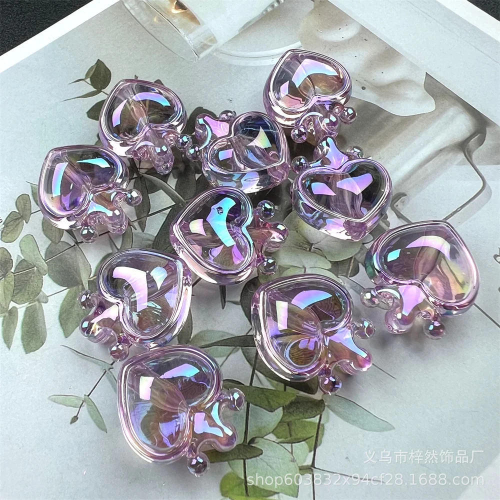 CH71 Transparent High Gloss Heart Crown UV Plated DIY Handmade Beaded Phone Chain Keychain Bag Bracelet Jewelry Accessories