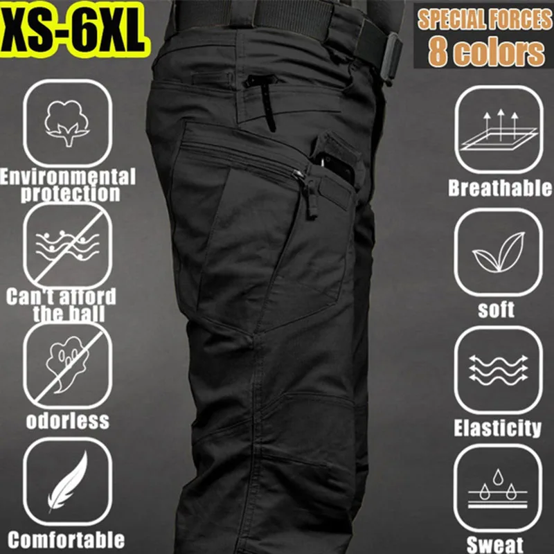 Dumping Plus Size 6XL Casual Cargo Trousers Outdoor Sports Pants Multi Pockets Elastic Tactical Pant Waterproof Men Clothing