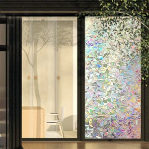 Window Privacy Film Static Window Clings Vinyl 3D Window Decals Window Stickers Rainbow Window Film for Control Anti UV