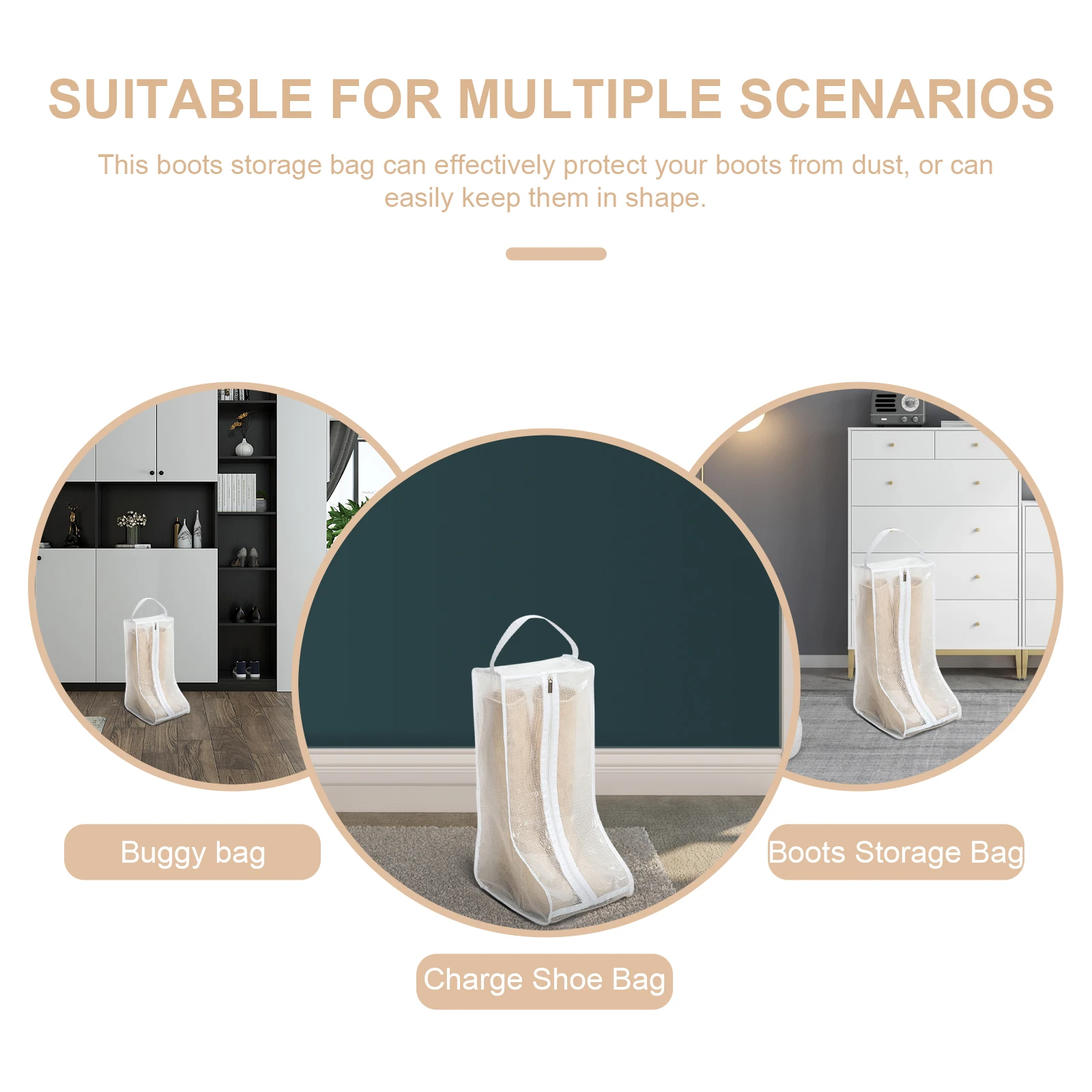 

Boots Storage Bag Dust Cover For Long Short Boots Transparent PVC Shoe Bag 28x20x48 Black Large Foldable Travel Wardrobe ganizer