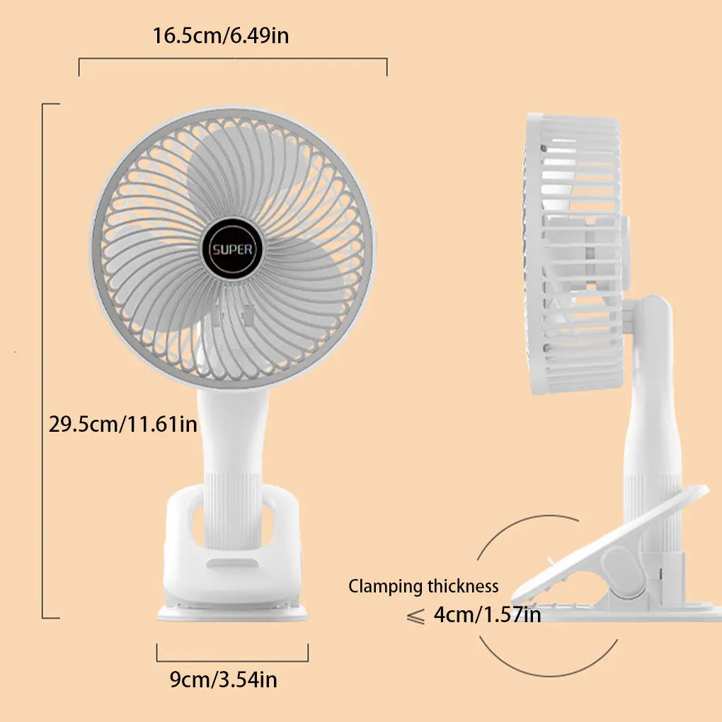 พัดลมตั้งโต๊ะแบบคลิปออน USB ชาร์จไฟได้พัดลมโต๊ะเล็กแบบพกพาหมุนได้360องศาพัดลมแบบหนีบปรับได้สำหรับหอพักนักเรียน