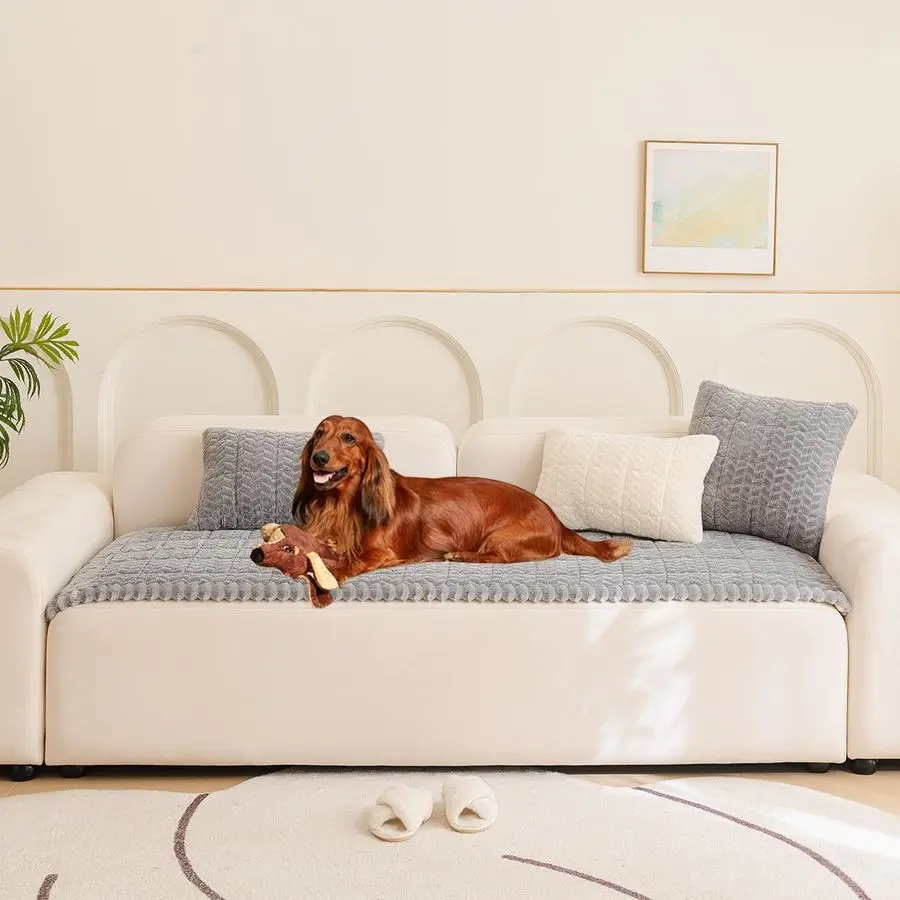 

Пушистый чехол для дивана для домашних животных, моющийся нескользящий чехол-накидка для дивана, защитный коврик-подушка для животных