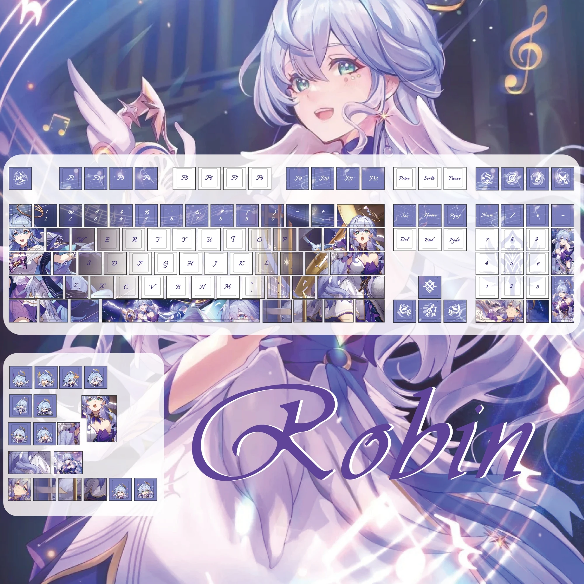 

Honkai: Star Rail‌ Robin Keycaps Cherry Profile Cartoon Anime Game Keycap Five-sided Sublimation PBT Custom Purple Keyboard Caps
