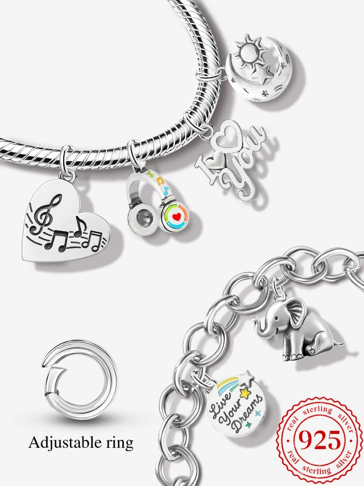 

Стерлингового Серебра 925, винтажные подвески JamesAvery, наушники, заметки, подвески, бусины, подходят для оригинального браслета, браслета, ожерелья, ювелирные изделия своими руками