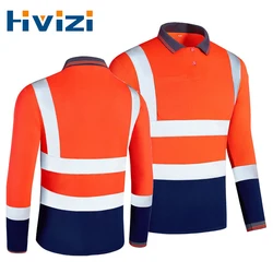 Reflective Safety Shirt Long Sleeve with Buttons and Pocket Long Sleeve Construction Work Shirts for Men Hi Vis Workwear Shirts