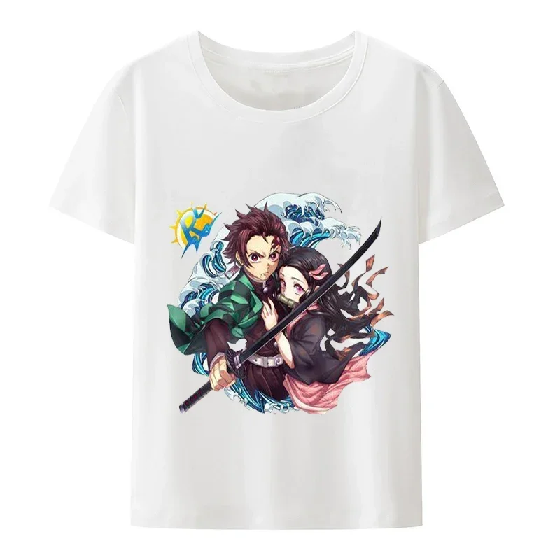 Maglietta giapponese Kawaii Demon Slayer Kimetsu No Yaiba Hot Anime Streetwear Tee Tanjirou Kamado maglietta allentata Unisex