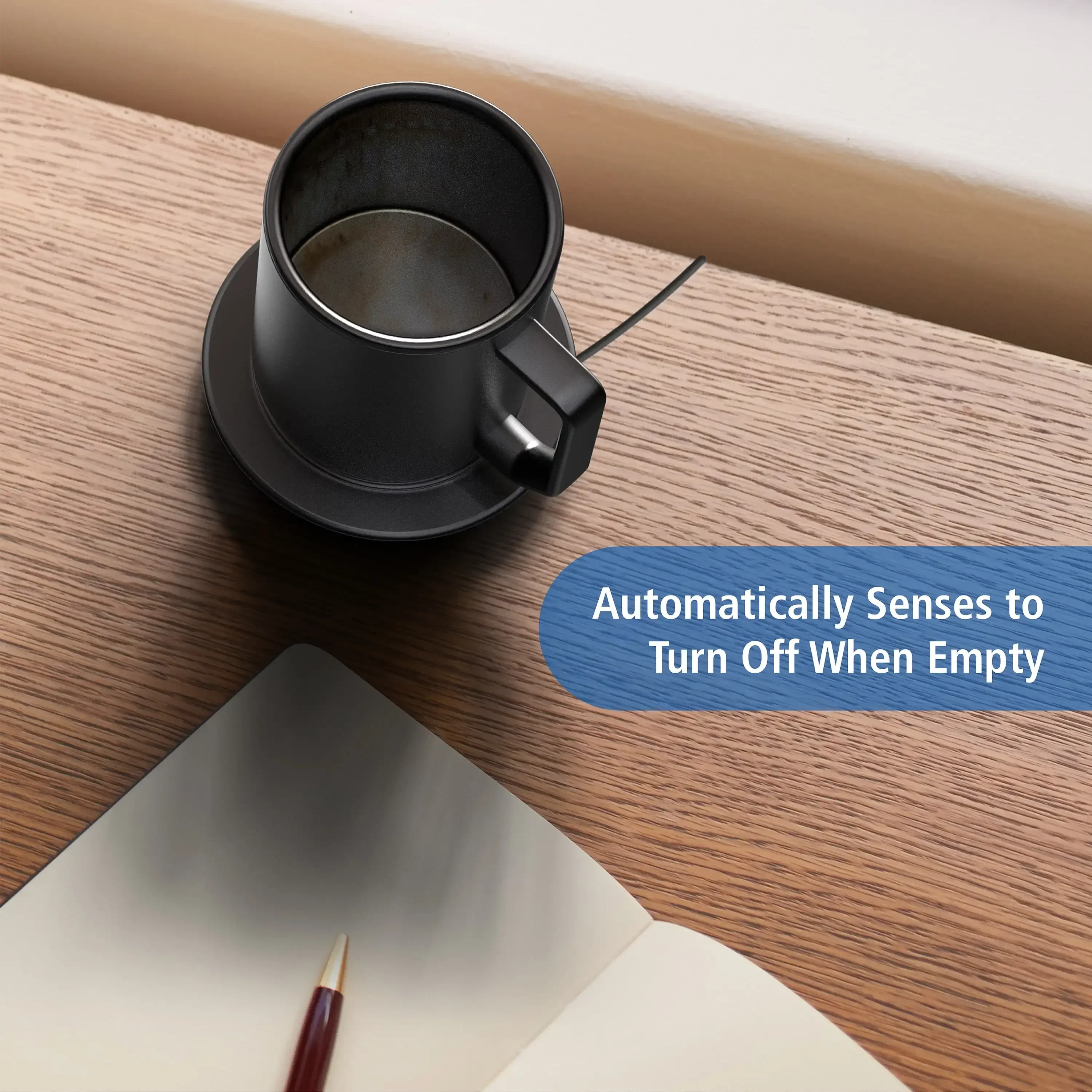 12oz Stainless Steel Warming Coffee Mug Set, Includes Heated Coaster & Lid, Keep Hot Beverage Temperature