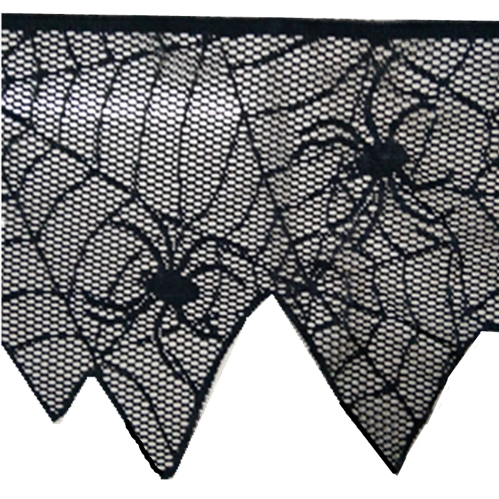 

Halloweeen Table Runners 60x12inch Black Spider Web Desk Runner Polyester Lace for Party Background Decor