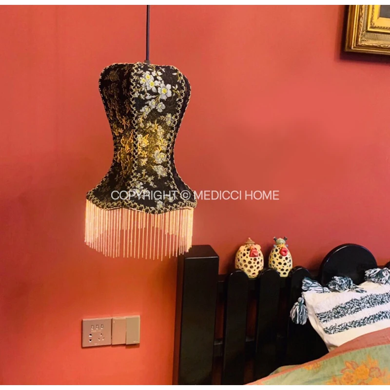 Medicci Home Rocco vittoriano Boho soffitto di lusso lampada a sospensione paralume floreale tamburo copertura della luce a sospensione per