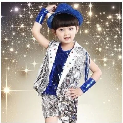 Children\'s Jazz Dance Performance Clothing Sequins Children\'s Day Dance Clothing Male and Female Hip Hop Student Street Dance