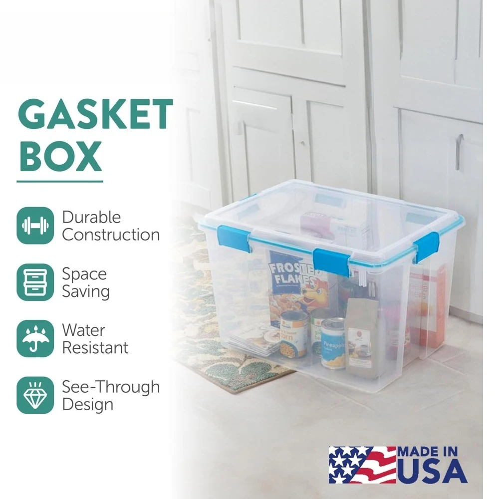 

US Shipping 80 Quart Weather-Resistant Storage Bins with Latching Lids, 16-Pack Heavy-Duty Plastic Organizing Containers for