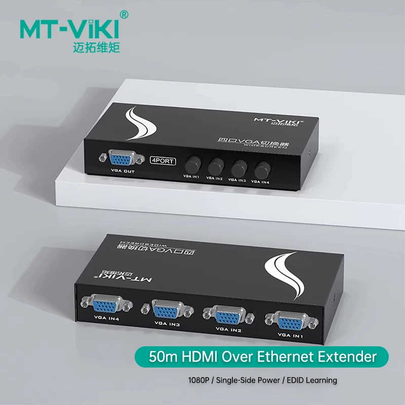 MT-VIKI VGA-Schalter Vier-in-Eins-Aus-Taste zum Schalten von Sharer-Geräten Computer Laptop Projektor Display Sharing MT-15-4CF