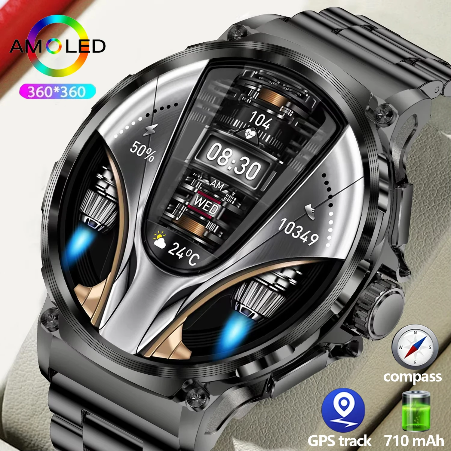 2025New 710mAh Bluetooth Anruf Smart Uhr 1,85 Zoll Großen Bildschirm Männer Sport Fitness Tracker Herzfrequenz Gesundheit Monitor smartwatch