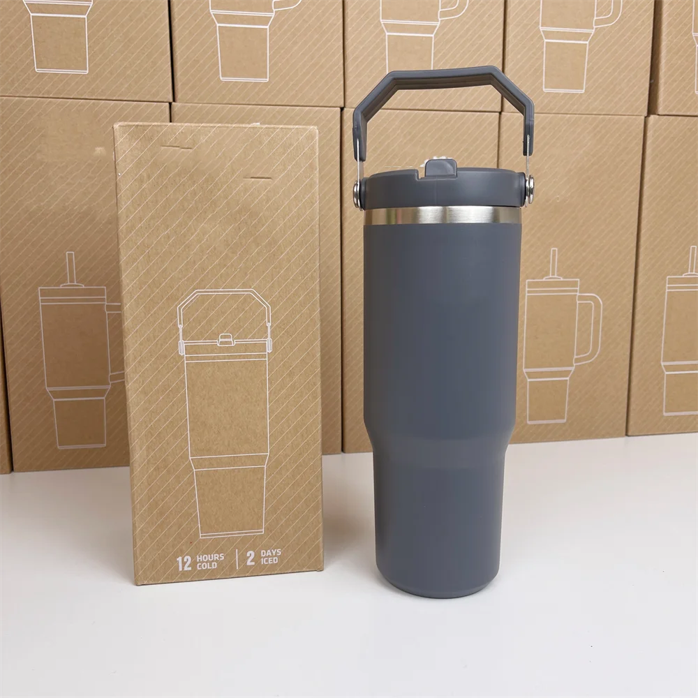 2024 SL Tumbler 30oz Stainless Steel Car Mug with Handle Straw Double Wall Thermal Iced Travel Vacuum Insulated Coffee Cup