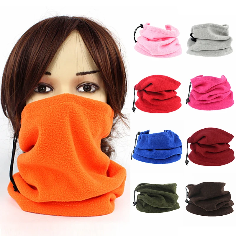 Unisex Winter Faux Fleece Neck Gaiter Warmer Drawstring Windproof Face Cover Cycling Multifunctional Scarf Tube Ski Buff 2023