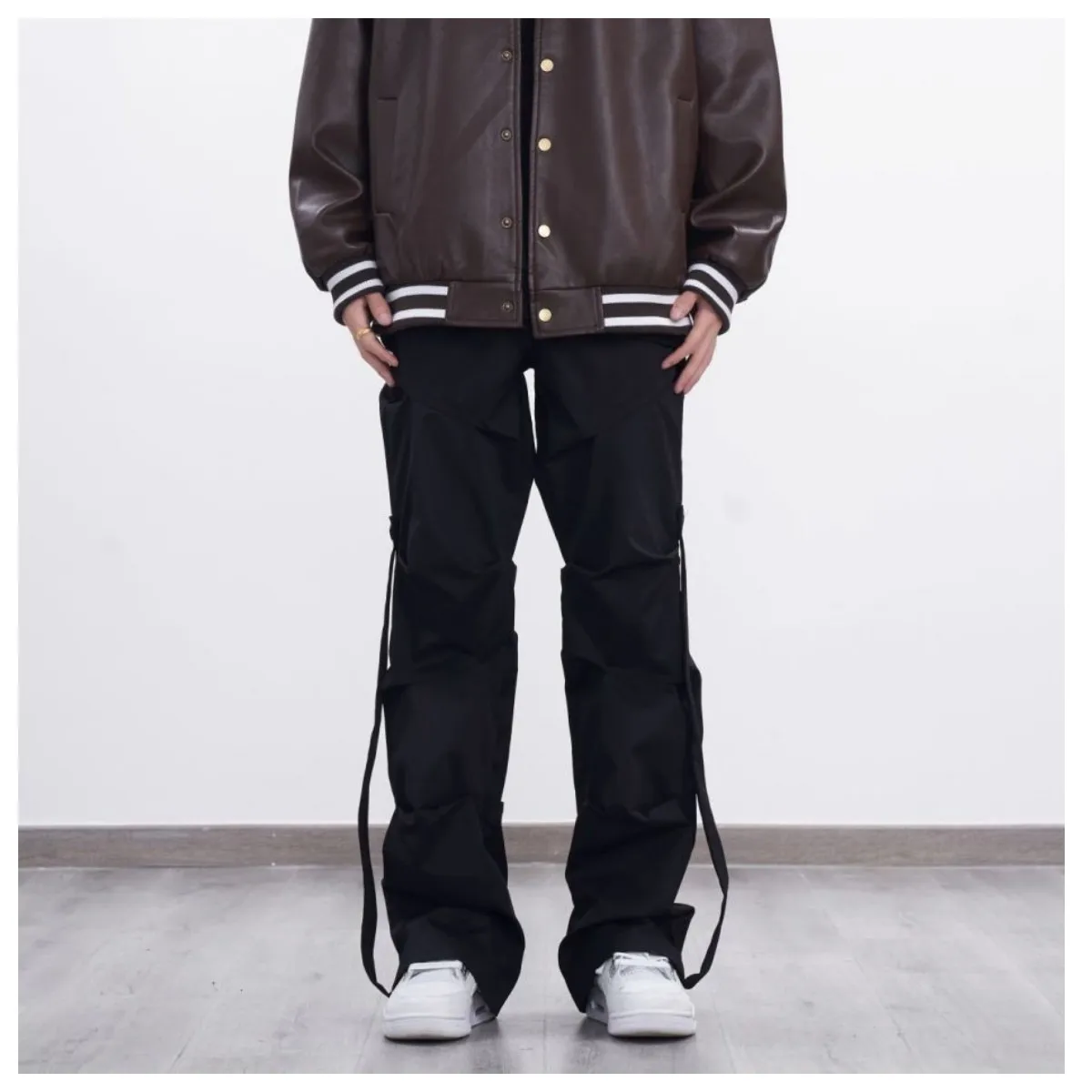 Sets With Pants Man Harajuku Punk Men's Streetwear Black Hip Hop Fashion Clothing Casual Tactical Trousers Y2k Goth Flared