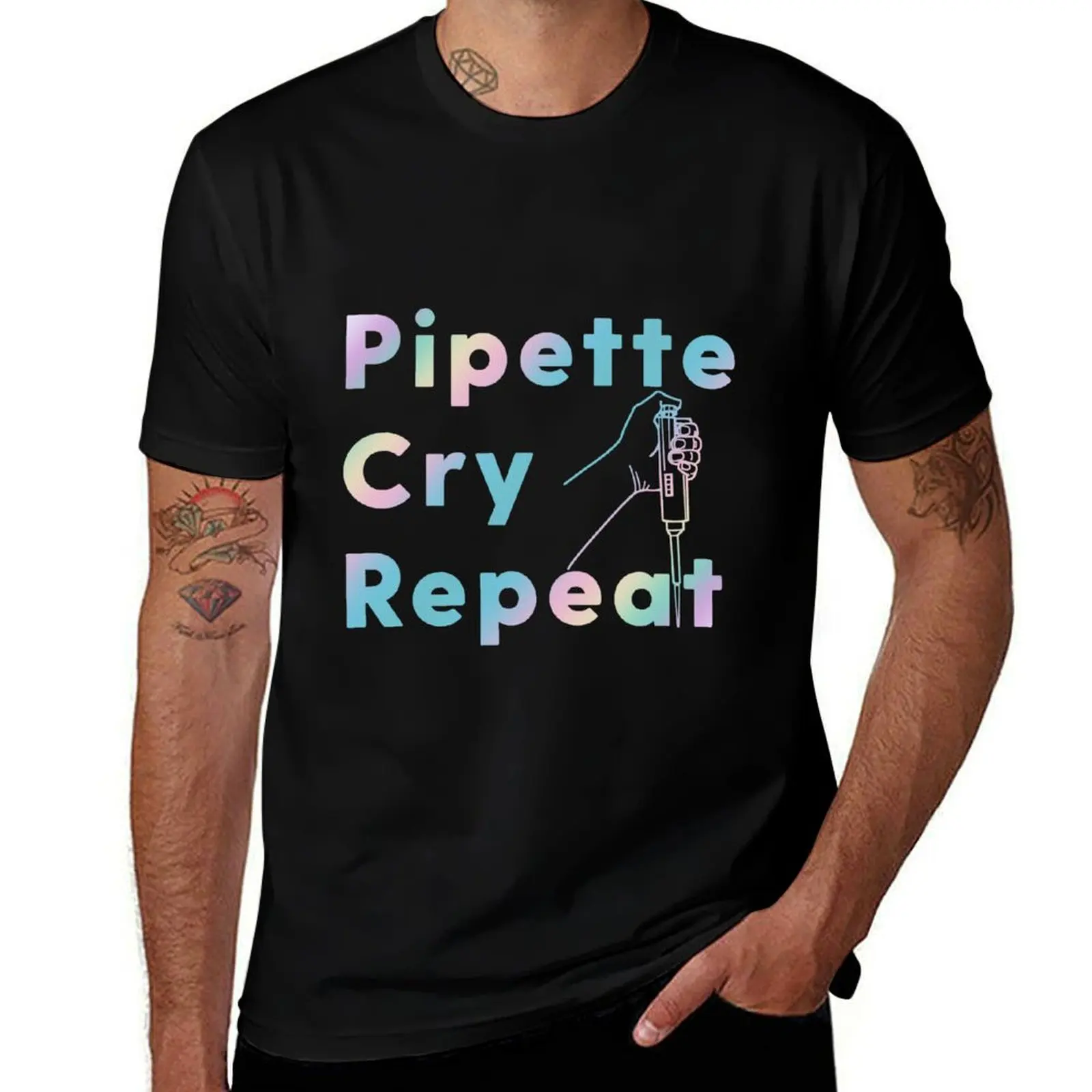 

PCR Pipette Cry Repeat Holographic T-Shirt t shirts for man slim fit t shirts for man graphic funny