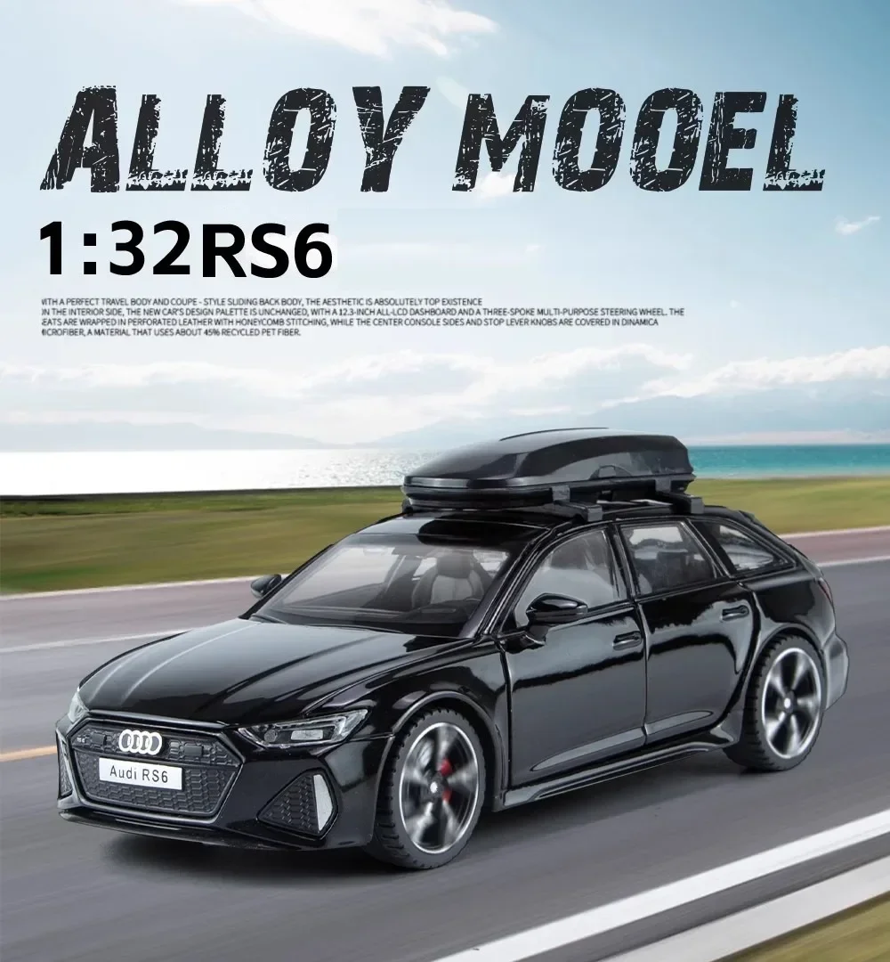 

1/32 RS6 Модель игрушечного автомобиля со звуковым светом, дверцами, открытая модель из сплава, литая под давлением, коллекция игрушек для мальчиков и взрослых, праздничный подарок