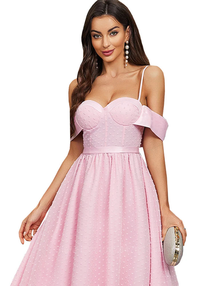 

New Temperament Suspender Backless Dress High Waist Slim Evening Long Dresses Solid Lace-up Mesh Elegant Party Dresses 2024