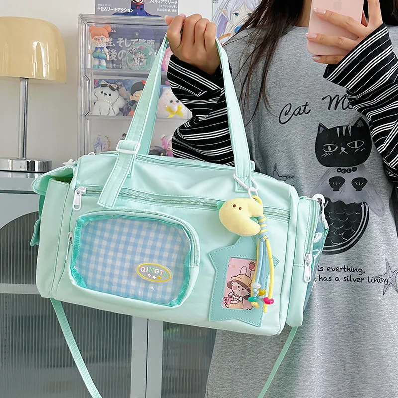 

Richme Harajuku Women Tote Bags 2025 JK Uniform Large Capacity Casual Crossbody Shoulder Bag Aesthetic Dopamine DIY Bolso Mujer