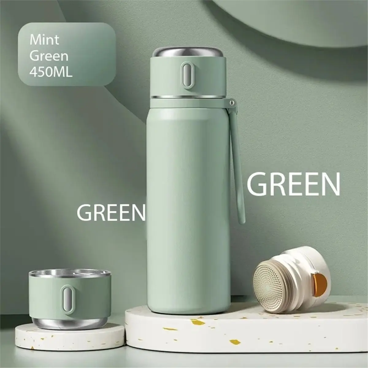 Thermoses Cup High Appearance Level Stainless Steel Water Cup Food Grade Children Students Special Cup for School Green