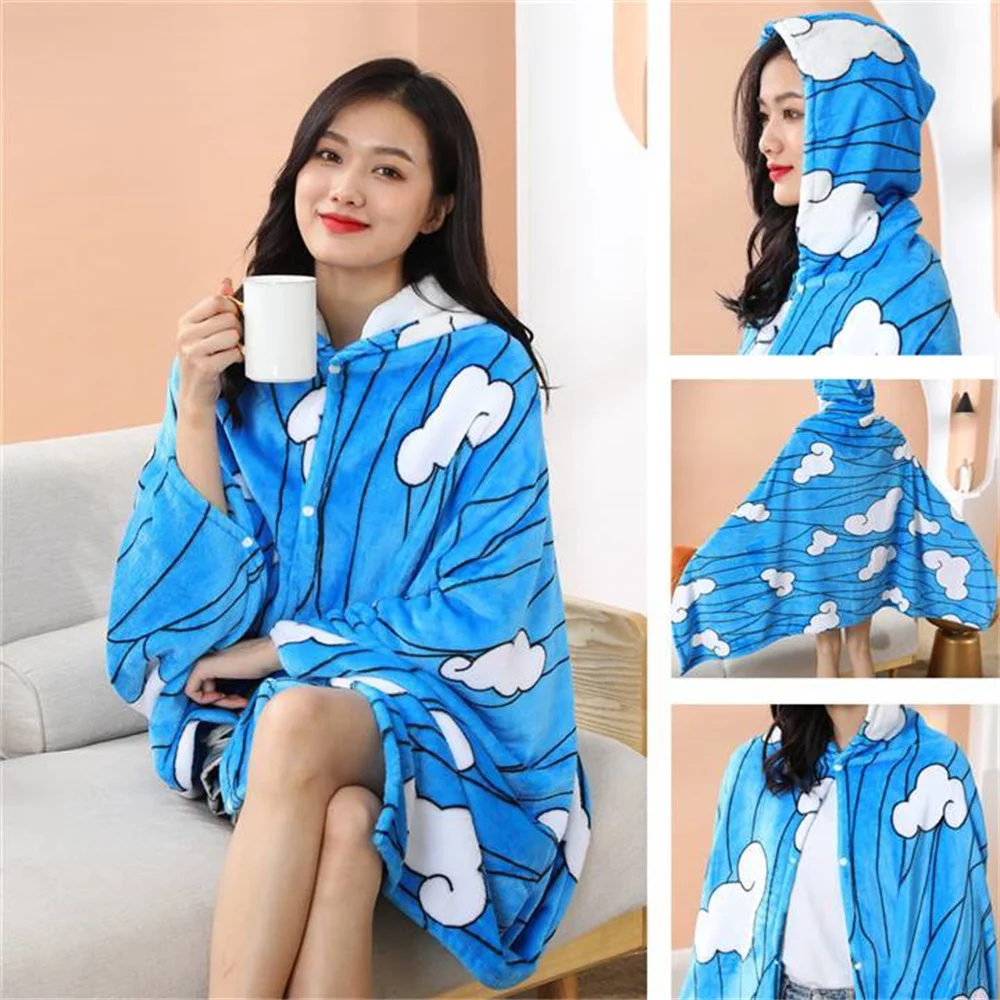 2024 new fashion cartoon print scialle coperta button cartoon home coperta invernale coperta di flanella multifunzionale