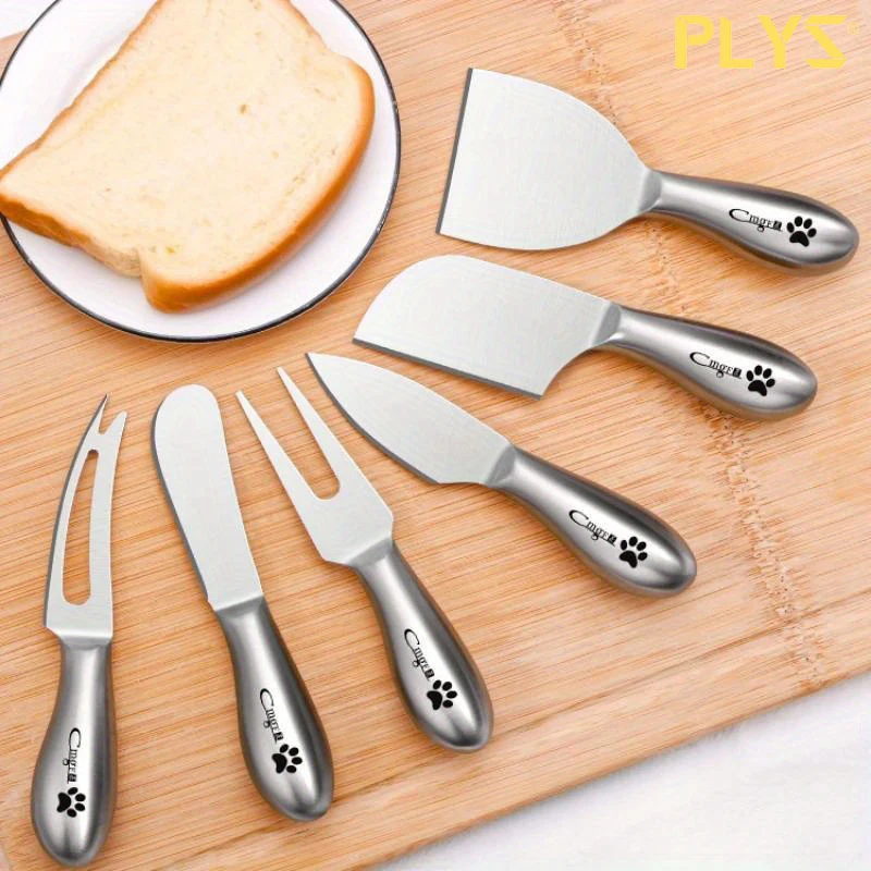 PLYS-Stainless Steel Spatula Jam Cake Baking Knife Toast Cheese Butter Cream Small Spatula Kitchen Tools Cheese Fork Short Blade