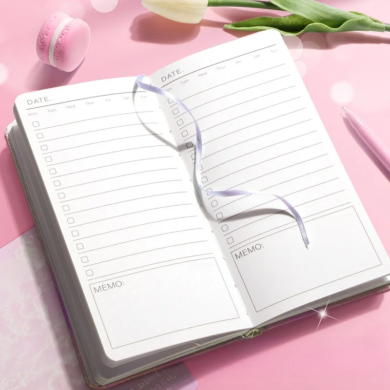 Draagbare Prachtige Notebook Glitter Rose Tulp To Do List Planner Agenda Dagelijkse Lijst Zelfdiscipline Check-In Schema Boekgeschenken