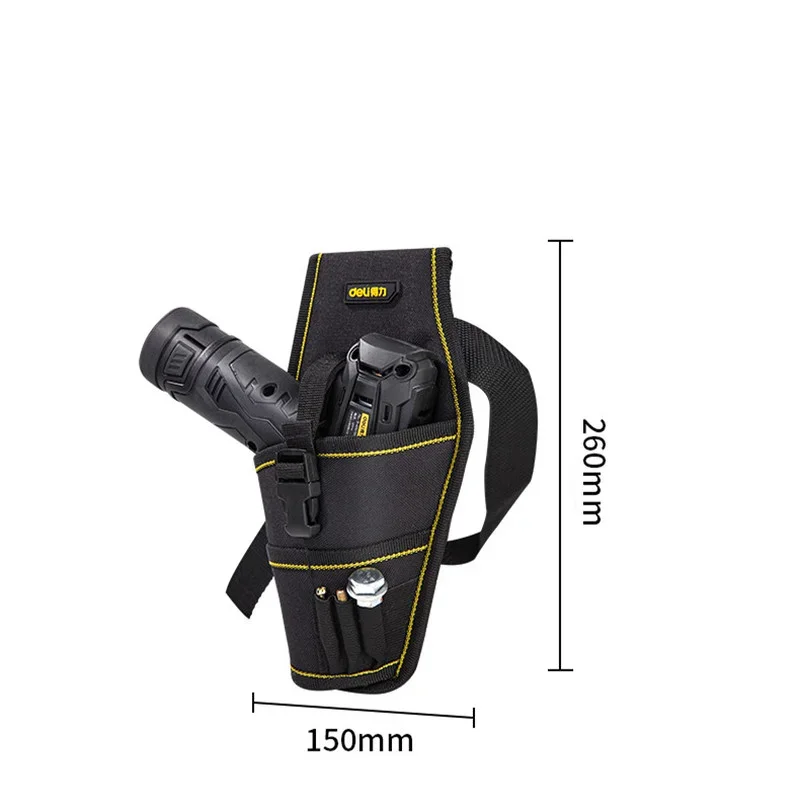 Deli Oxford Cloth Material Multi Pockets Tool Bag Electrician Portable Tool Pouch Waist Bag Screwdriver Cordless Drill Holder