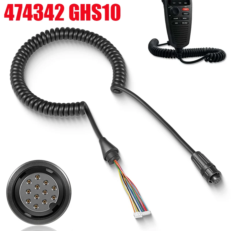 

GHS 10 Replacement Microphone Mic Cord Cable for Garmin, Coiled Handset Mic Cable Marine Radio Accessory, Replace 474342