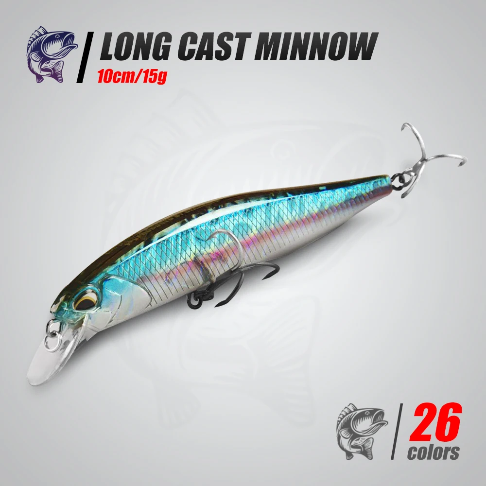 BEARKING 10cm/15g hot model fishing lures Hard Bait Minnow Long Cast Professional fishing bait Rattling Noise Weedless 50% Off