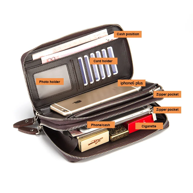 2025 Baellerry الرجال مخلب محافظ بولي Leather الجلود سعة كبيرة سستة حزام اليد الرجال المحفظة الفاخرة الأعمال الصلبة الذكور المحافظ #3